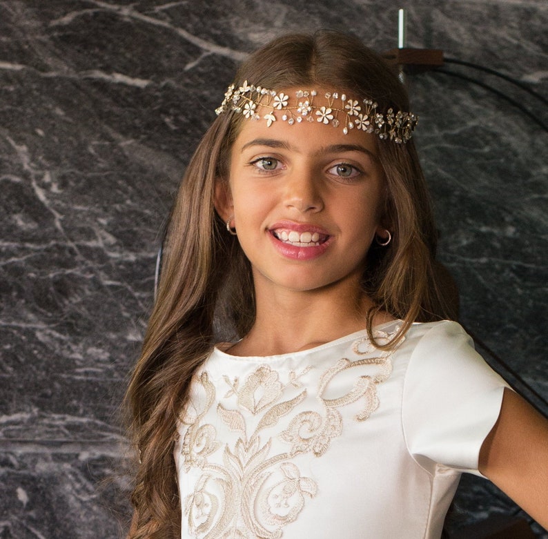 Gold Flower Tiara Gold Tiara Flower Ringstones Tiara Pagent Etsy