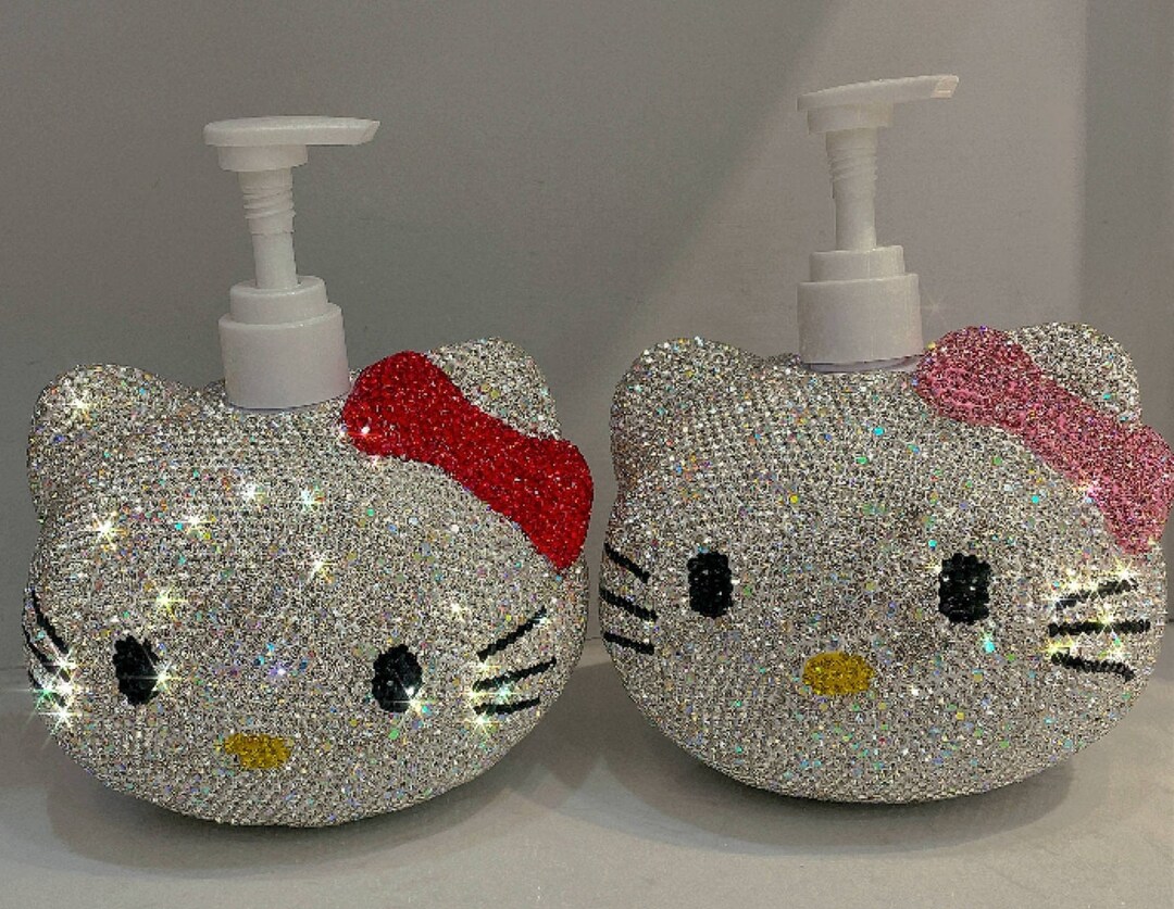 Hello Kitty Soap Dispenser, Rhinestone Hello Kitty Dispenser, Cute Soap