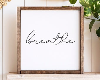 Breathe Print Digital Download - Relaxing Wall Art - Breathe Sign Printable - Calming Decor -  Breathe Word Art