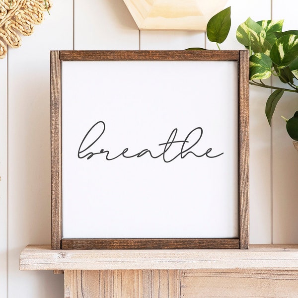 Breathe Print Digital Download - Relaxing Wall Art - Breathe Sign Printable - Calming Decor -  Breathe Word Art