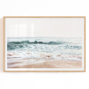 Arte mural imprimible de playa - Decoración costera - Fotografía oceánica - Impresión digital de playa - Impresión horizontal de playa - Arte mural de olas del océano