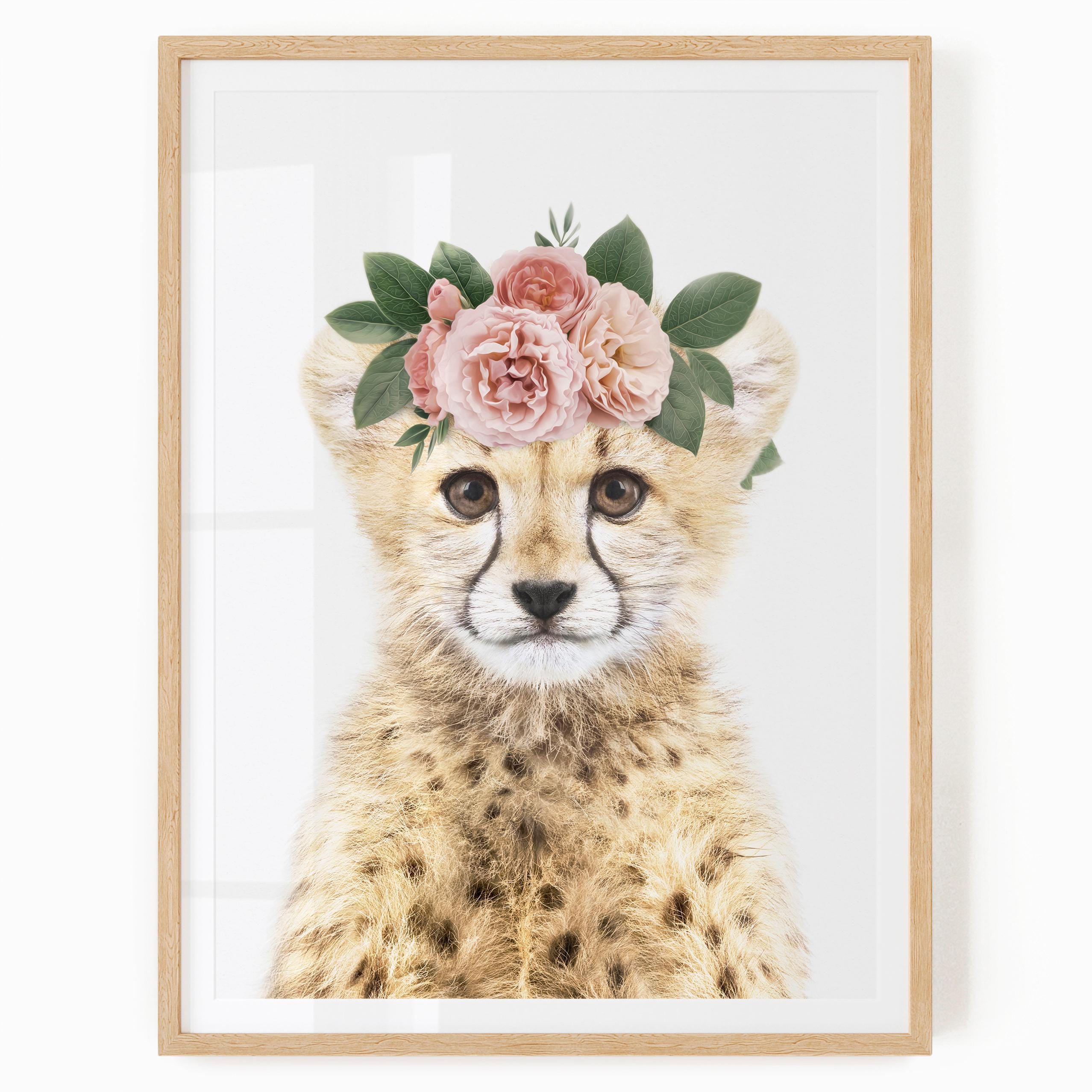 Printable Cheetah With Flower Crown - Safari Nursery Girl Wall Art ...