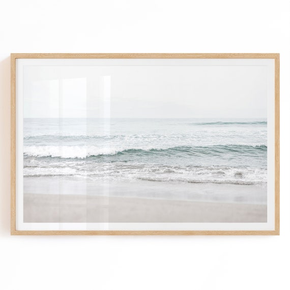 Neutral Beach Print, Tranquil Ocean Wall Decor, Muted Beach Wall Art, Modern Coastal Art, Pastel Beach Photography, Neutral Printable Art
