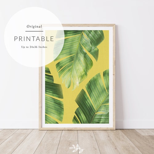 Green and Yellow Wall Art Tropical Leaves Green and Yellow Etsy
