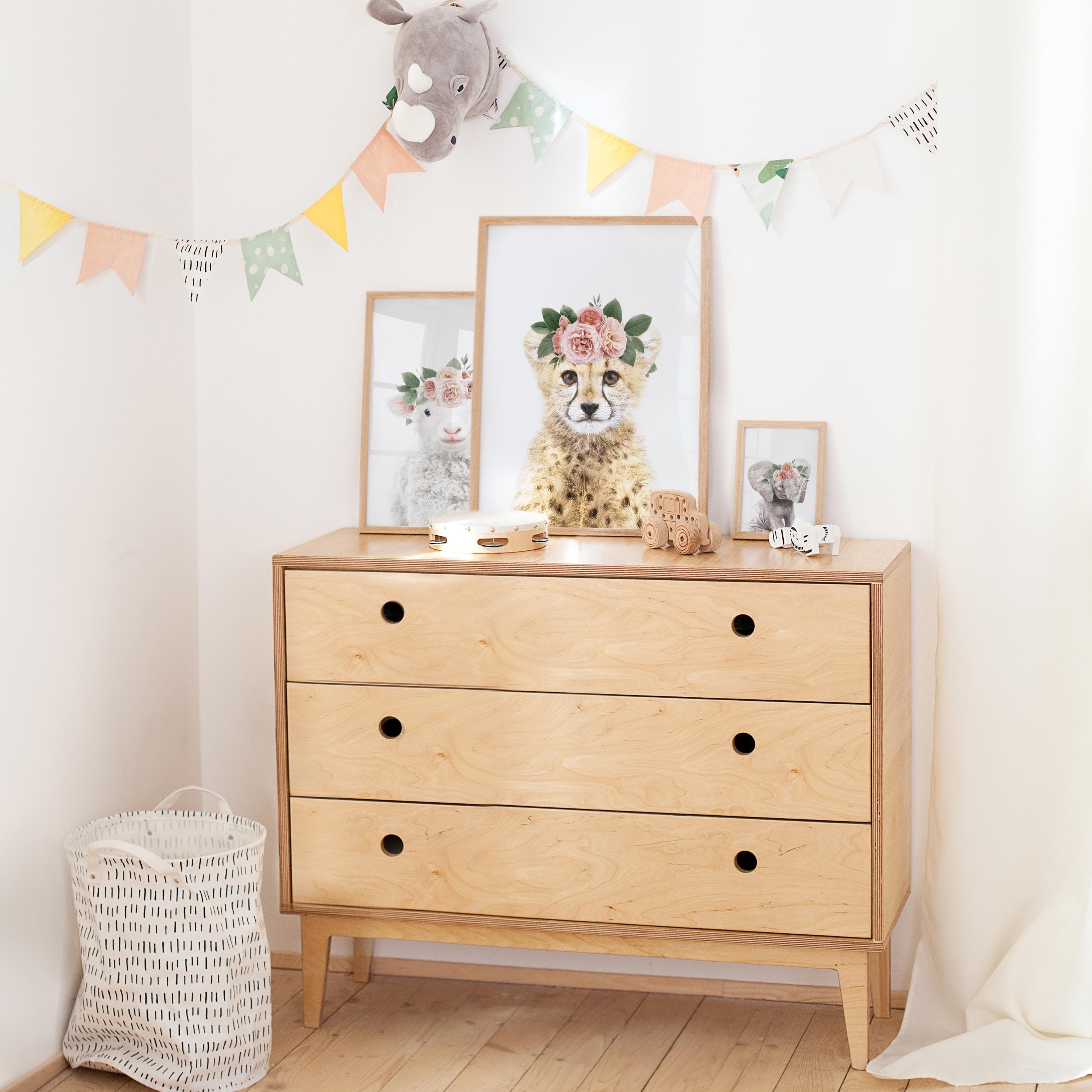 Printable Cheetah With Flower Crown - Safari Nursery Girl Wall Art ...