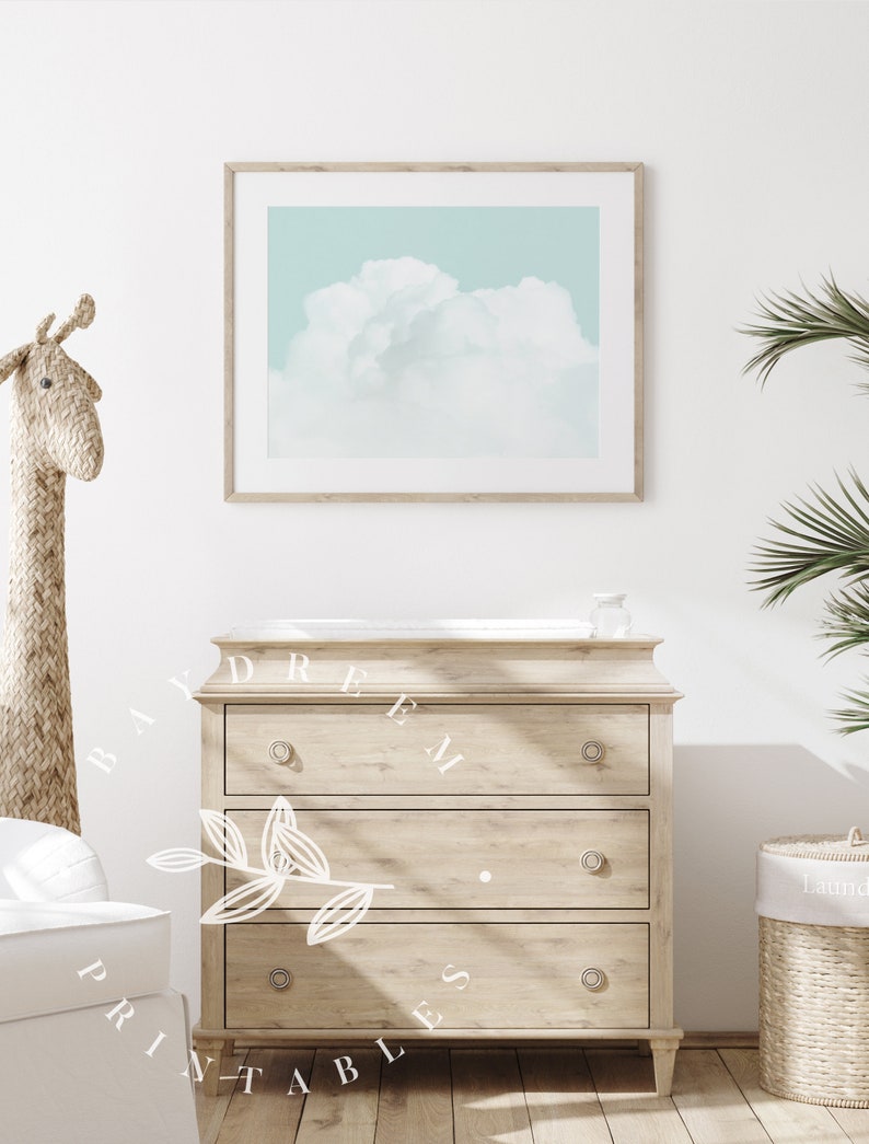 Cloud Art Cloud Print Nursery Cloud Print Turquoise Cloud Etsy