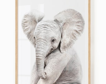 Elephant Printable Wall Art - Animal Picture for Baby and Kids Room - Safari Nursery Decor - Baby Elephant Print - Safari Baby Animal Art