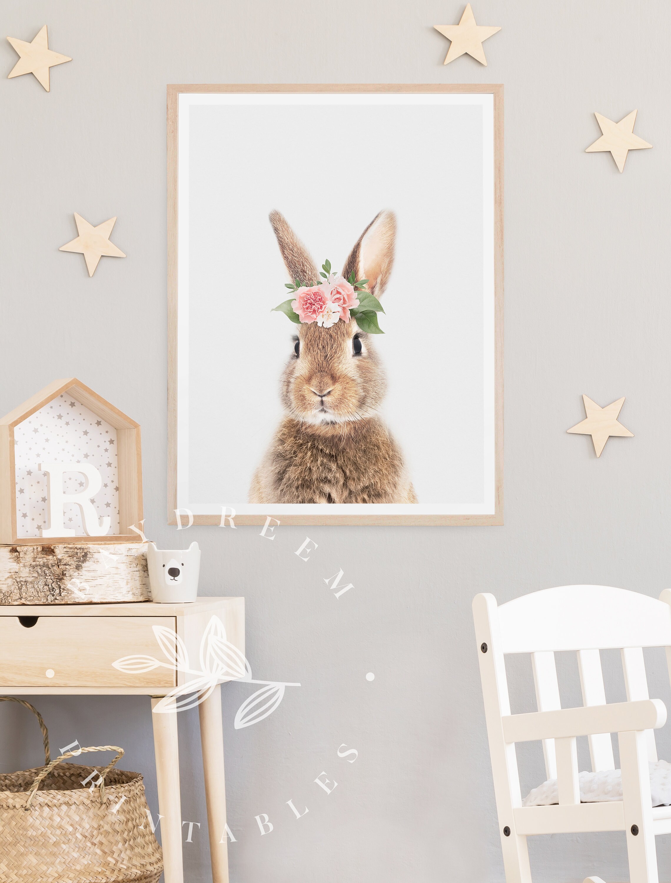 Bunny floral nursery print girl nursery bunny with flower  etsy Bunny floral nursery print girl nursery bunny with flower  etsy