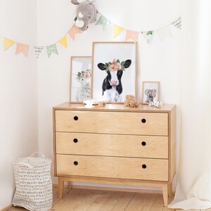 Cow Print for Nursery - Printable Animal Wall Art for Baby Girl - Farm Nursery Decor - Baby Cow With Flower Crown image 2