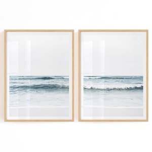 Beach Printable Wall Art Set, Ocean Print Set, Coastal Wall Decor, Beach Wall Art Digital Download, Ocean Waves, Calming Art, Beach Prints