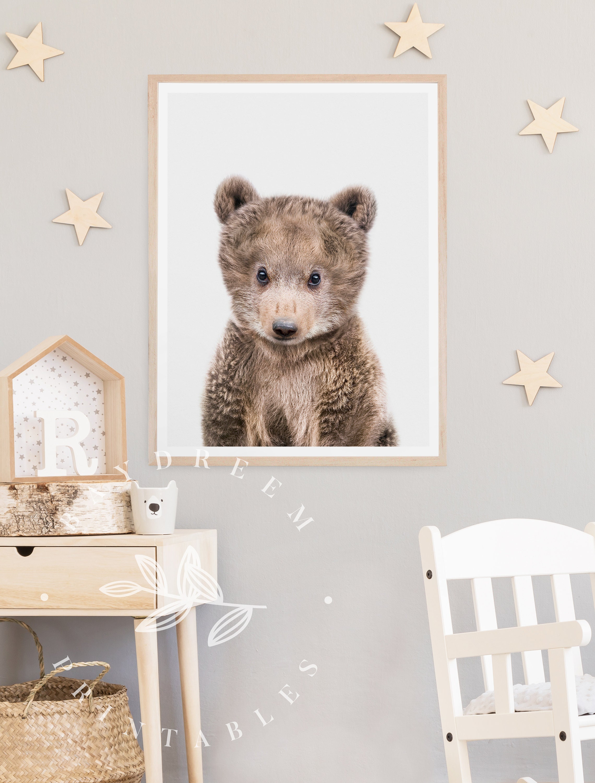 Baby Bear Print Woodland Nursery Animal Baby Bear Wall Art Etsy
