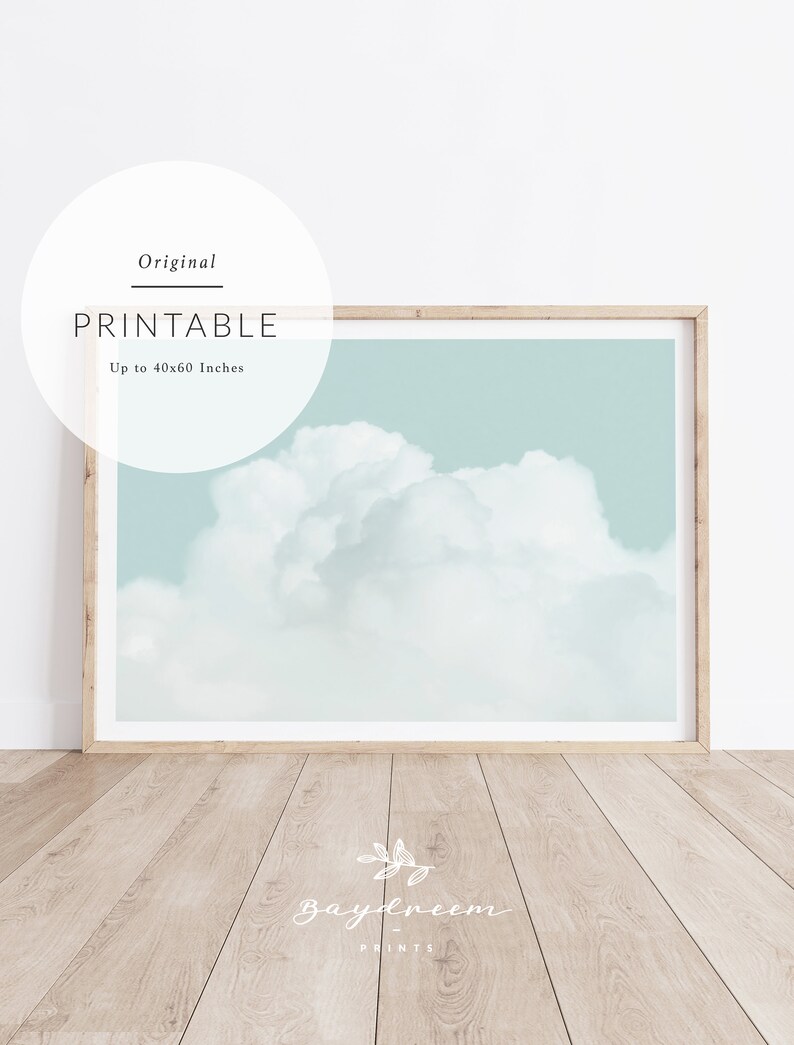Cloud Art Cloud Print Nursery Cloud Print Turquoise Cloud Etsy