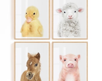 Láminas digitales para habitación infantil con animales de granja - Decoración rústica para habitación infantil - Láminas imprimibles con temática de granja