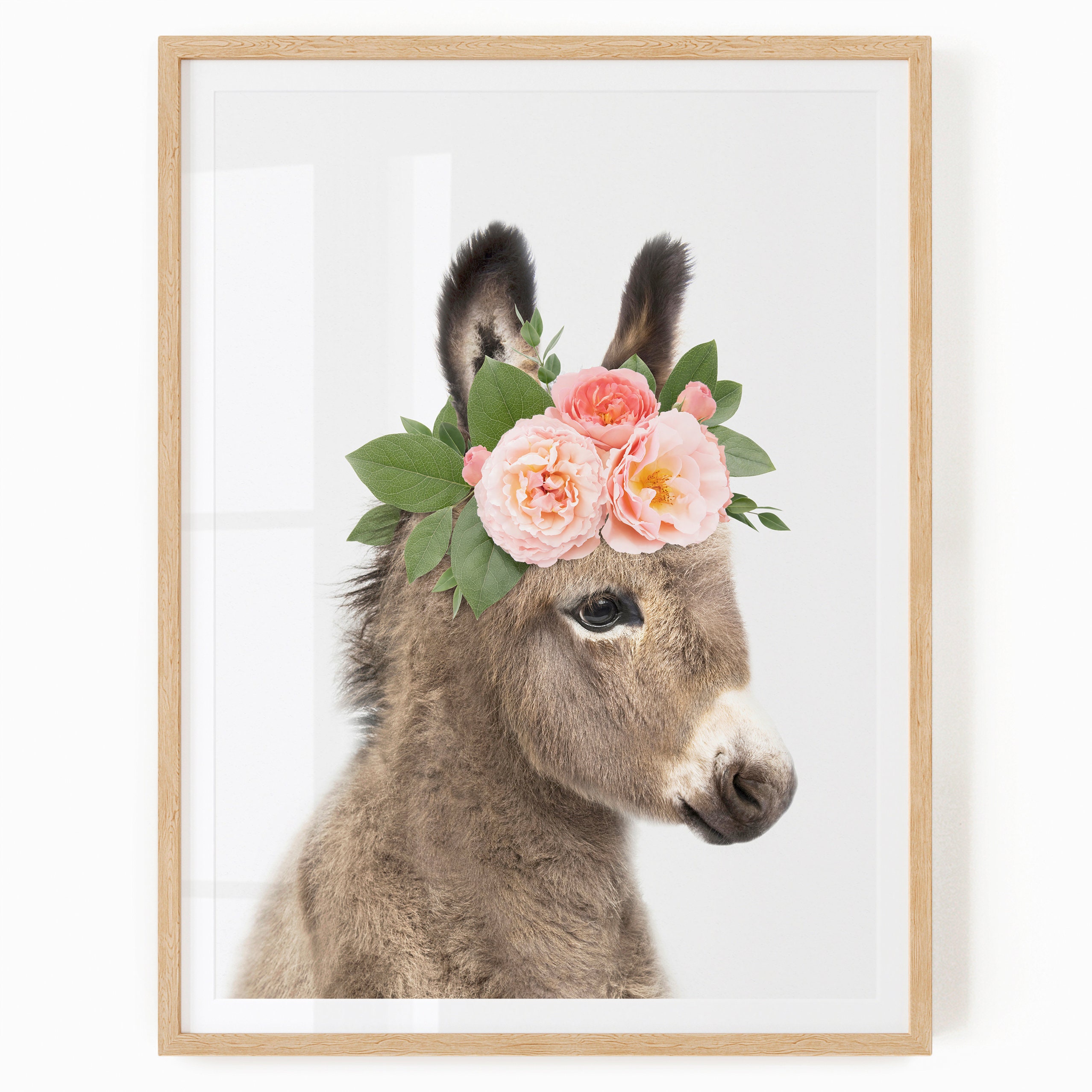 Donkey With Flower Crown Printable Farm Art for Girl Nursery Etsy