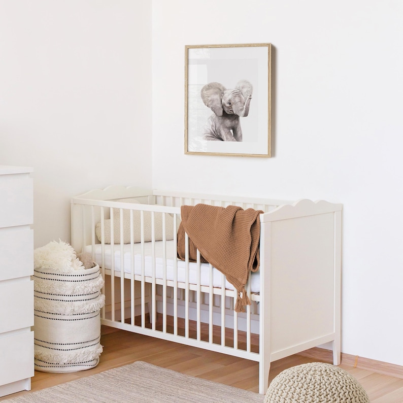 Baby Elephant Nursery Printable - Gender Neutral Baby Room Print - Safari Animal Digital Download - Baby Elephant Print image 3