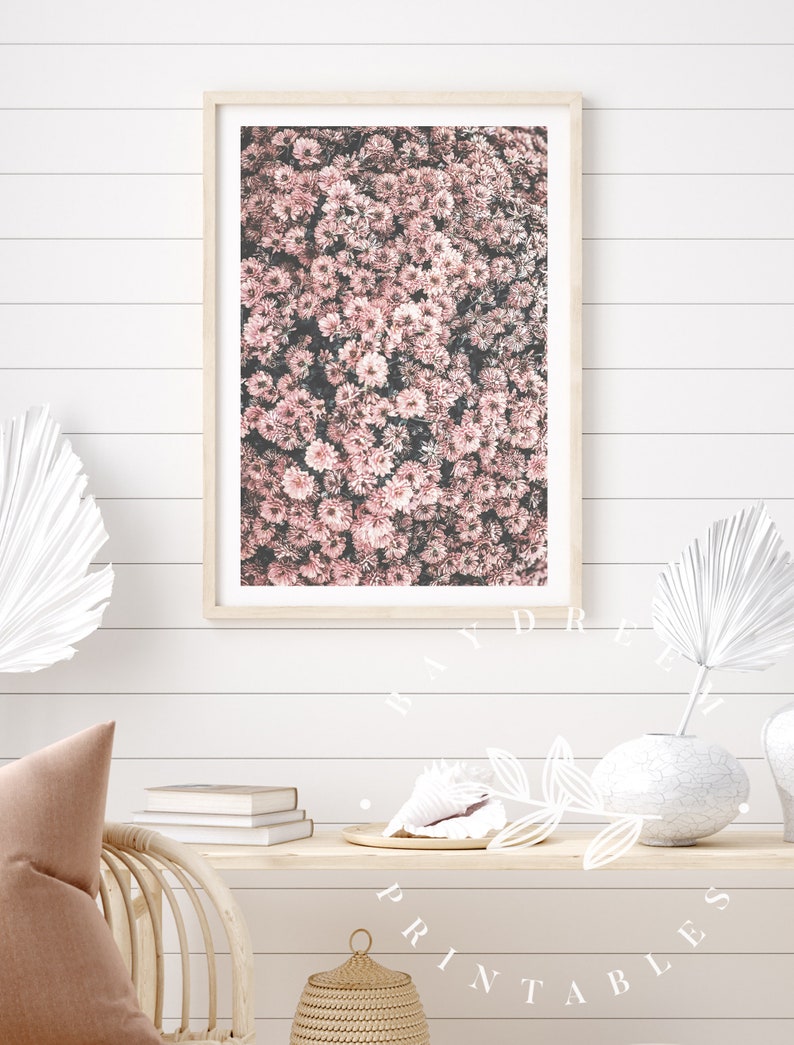 Floral Printable Pink Flowers Wall Decor Modern Floral Etsy