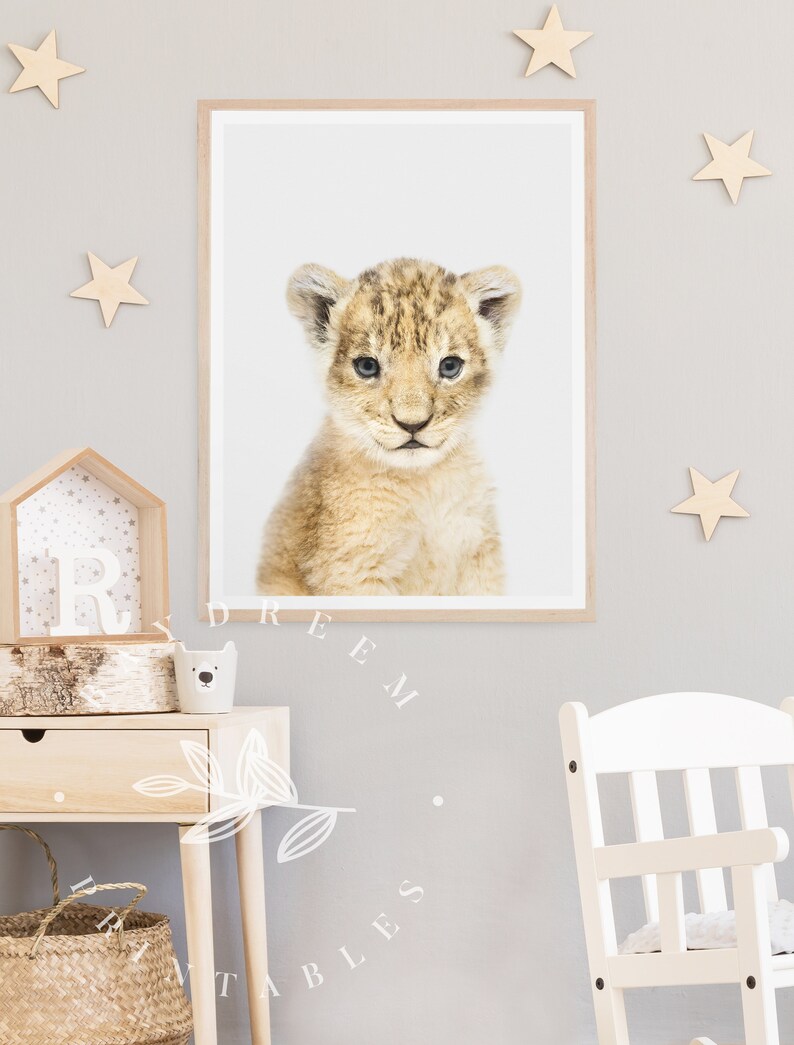 Printable Baby Lion Nursery Wall Art Safari Animal Prints Etsy