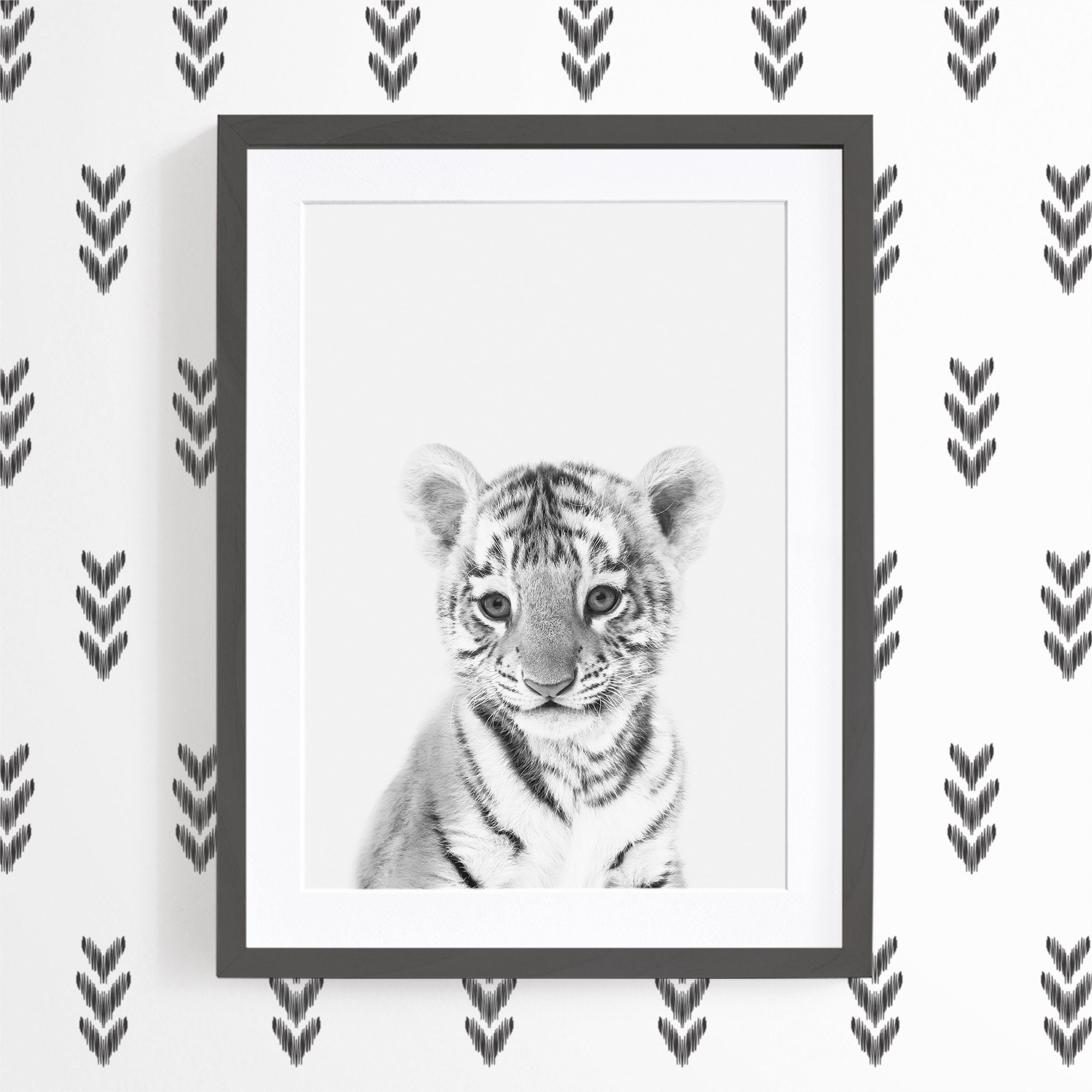 Tiger Decor Black and White Oil Painting Animal Art Print by Eric Sweet 