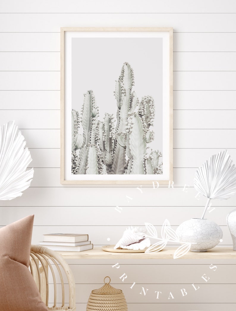 Pastel Cactus Print Boho Printable Wall Art Cactus Wall Art Etsy