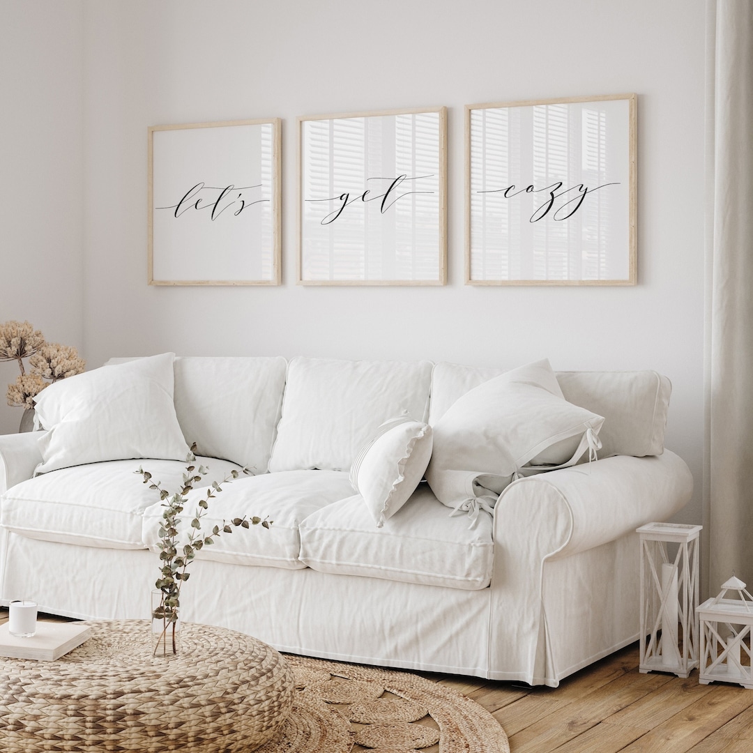 Let's Get Cozy Printable Set of 3 Home Wall Art Digital Download Living ...