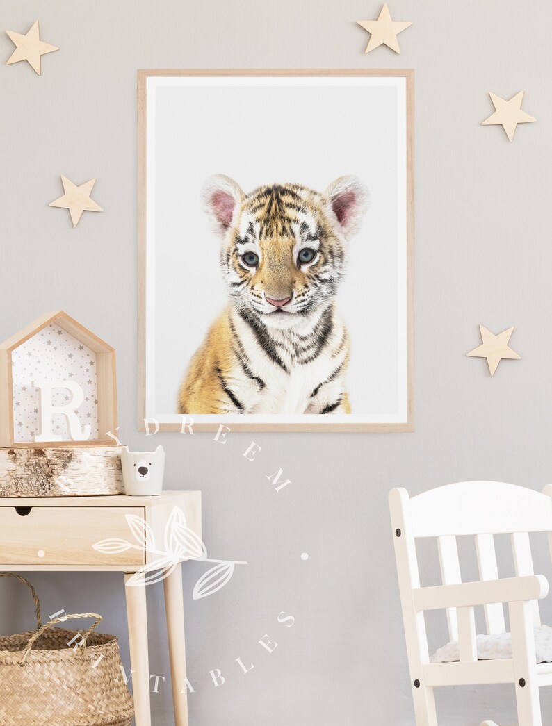 Baby Tiger Print Nursery Baby Safari Print Tiger Digital Etsy