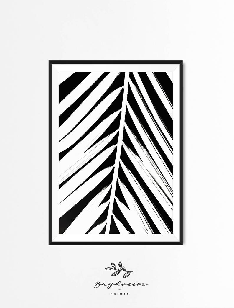 Palm Frond Printable Art Black and White Palm Frond Art | Etsy