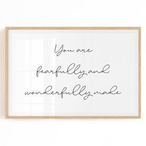 Printable Bible Verse for Nursery and Home - You are fearfully and wonderfully made - Nursery Quote Art Digital Download