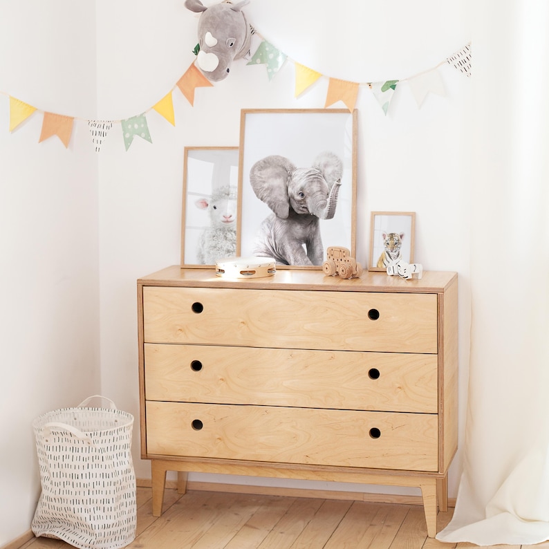 Baby Elephant Nursery Printable - Gender Neutral Baby Room Print - Safari Animal Digital Download - Baby Elephant Print image 2