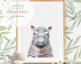 ZT196 Animal Art Poster Zoo Hippo Print Vintage Home Decor