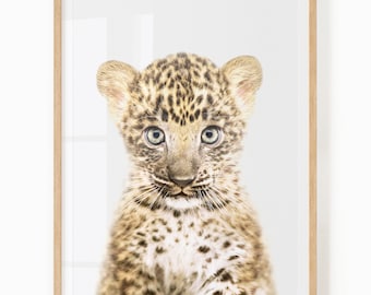 Leopard Cub Wall Art - Safari Nursery Printable Decor - Baby Safari Animal Digital Download - Baby Leopard