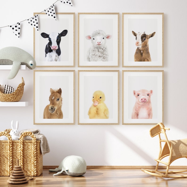 Farm Animals Wall Art Printables Farmhouse Nursery Prints Etsy