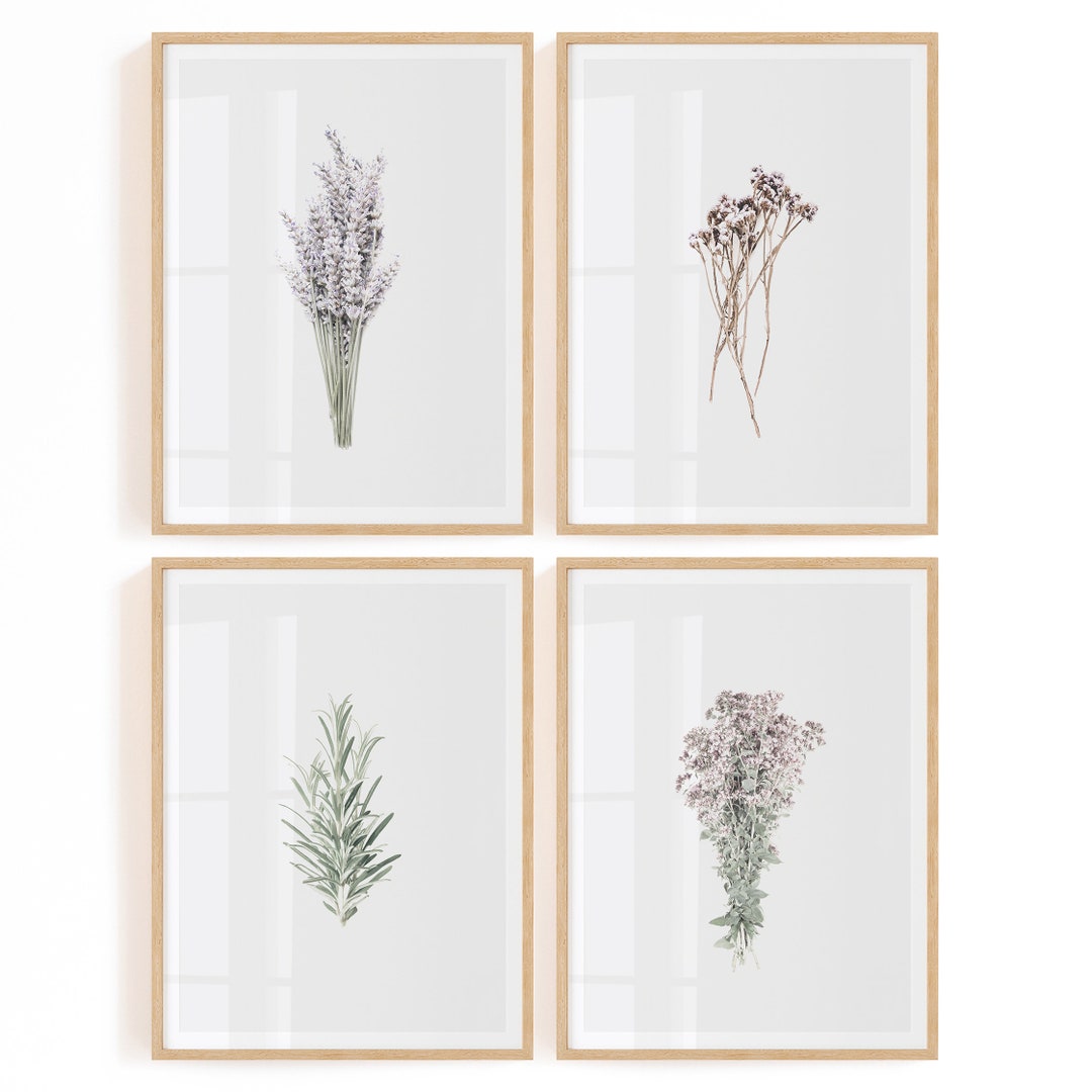 Herbs Prints Set of 4 Downloads Botanical Wall Art Farmhouse Prints ...