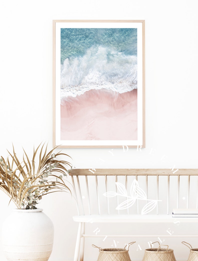 Aerial Beach Print Pink Coastal Prints Pink Beach Print Etsy Canada