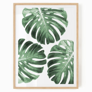 Monstera Print Digital Download Tropical Leaf Print Monstera Leaf Art Tropical Greenery Wall Art Monstera Printable Greenery Art image 1