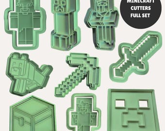 Minecraft Cookie Cutters | Press | Fondant | Playdoh | Set | Creeper | Steve | Chest | Mojang