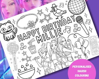 Dämonenjäger - Personalisiertes Platzset zum Ausdrucken zum Geburtstag | Geburtstag Ausmalseiten Partys | Party | Rumi Mira Zoey