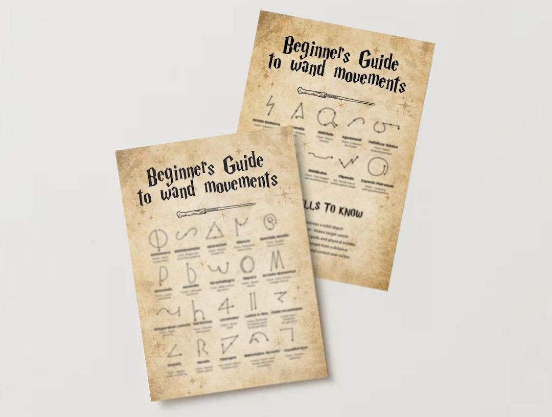 Wizard Spellbook Print | Wand Motions, Spells Guide (digital Download ...