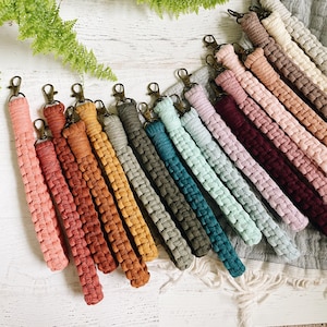 Macrame Wristlet Keychain, Handmade Key Fob Wristlet, Available in 18 Colors