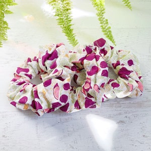 Fig & Floral Scrunchie, Handmade Floral Scrunchie, Cotton Scrunchy, Gift for Women, Fabric Hair Ties