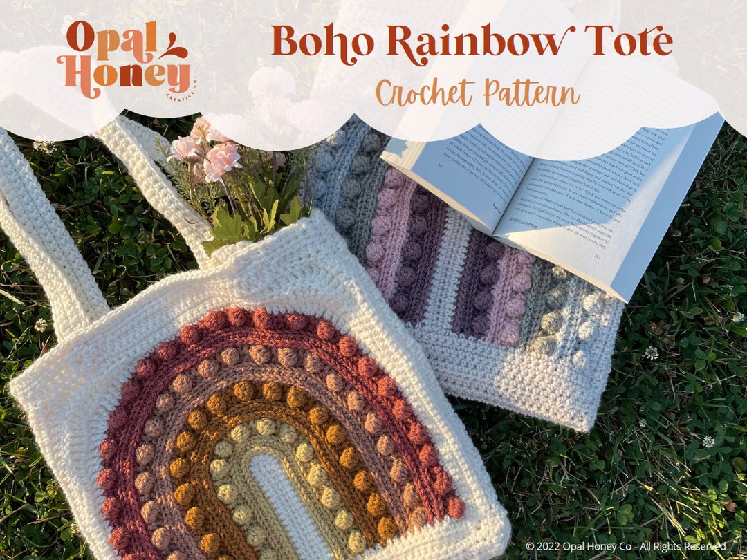 Rainbow Crochet Tote Bag