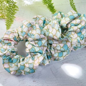 Mermaid Tail Scrunchie, Large Cotton Scrunchie, Handmade Scrunchy, Mermaid Gift, Hair Ties, Handmade Hair Scrunchie