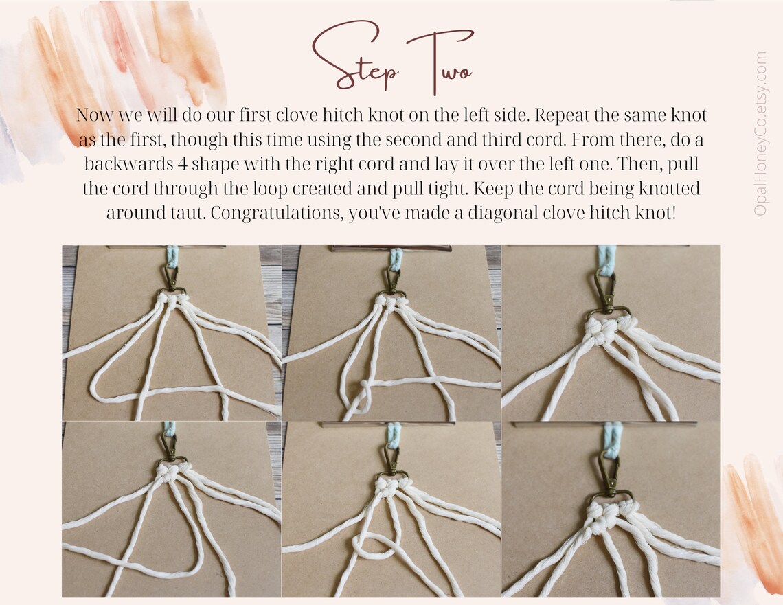 Step By Step Macrame Keychain DIY Pattern For Beginners Etsy