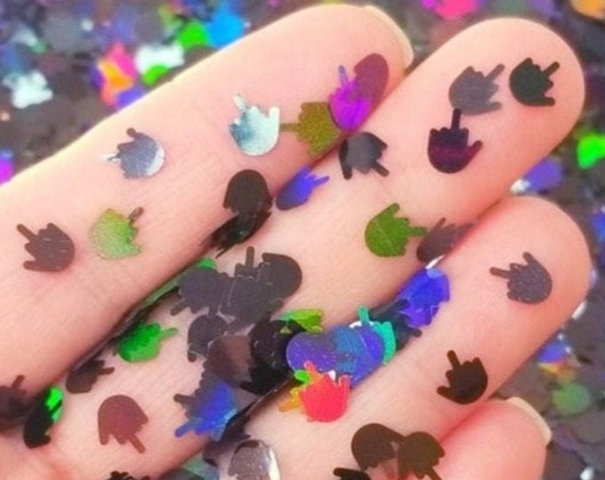 MIDDLE FINGER CONFETTI Glitter Holographic Embellishment - Etsy