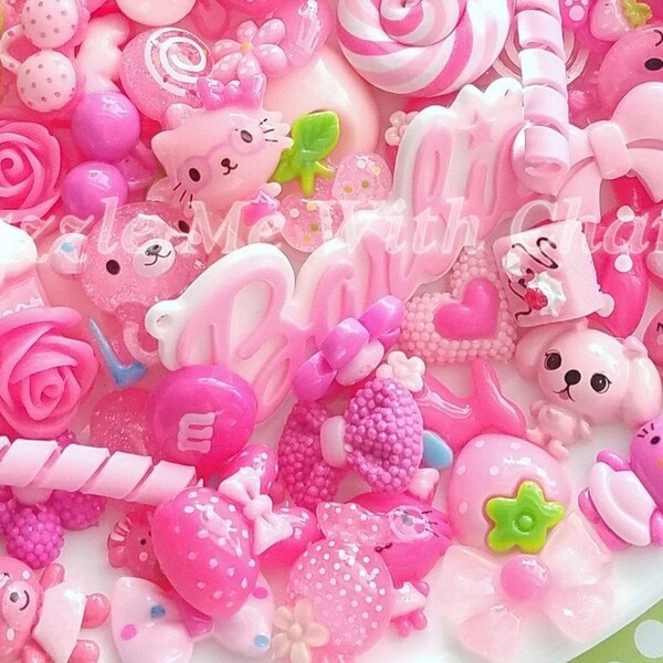 PINK cabochons mix / resin flatbacks / DIY phone case / hot pink cabochon / decorative embellishment /  glue on decoration / mixed lot