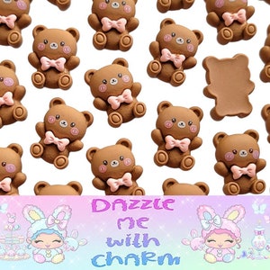 Brown bear flatback, decorative crafts, kids craft embellishment, glue on decoration, resin animal flatback, miniature teddy bear