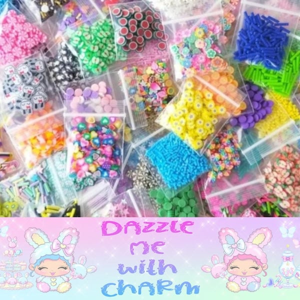 Clay sprinkles and fimo slices samples for fake bake decoden crafts