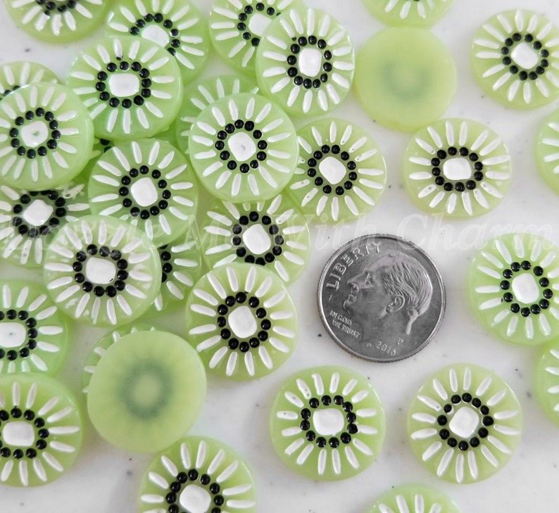 5pcs kiwi fruit slice flatback cabochon embellishments