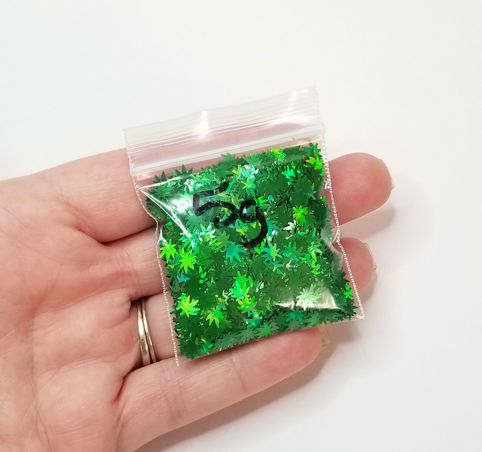 5g POT LEAF CONFETTI glitter green holographic embellishment Etsy