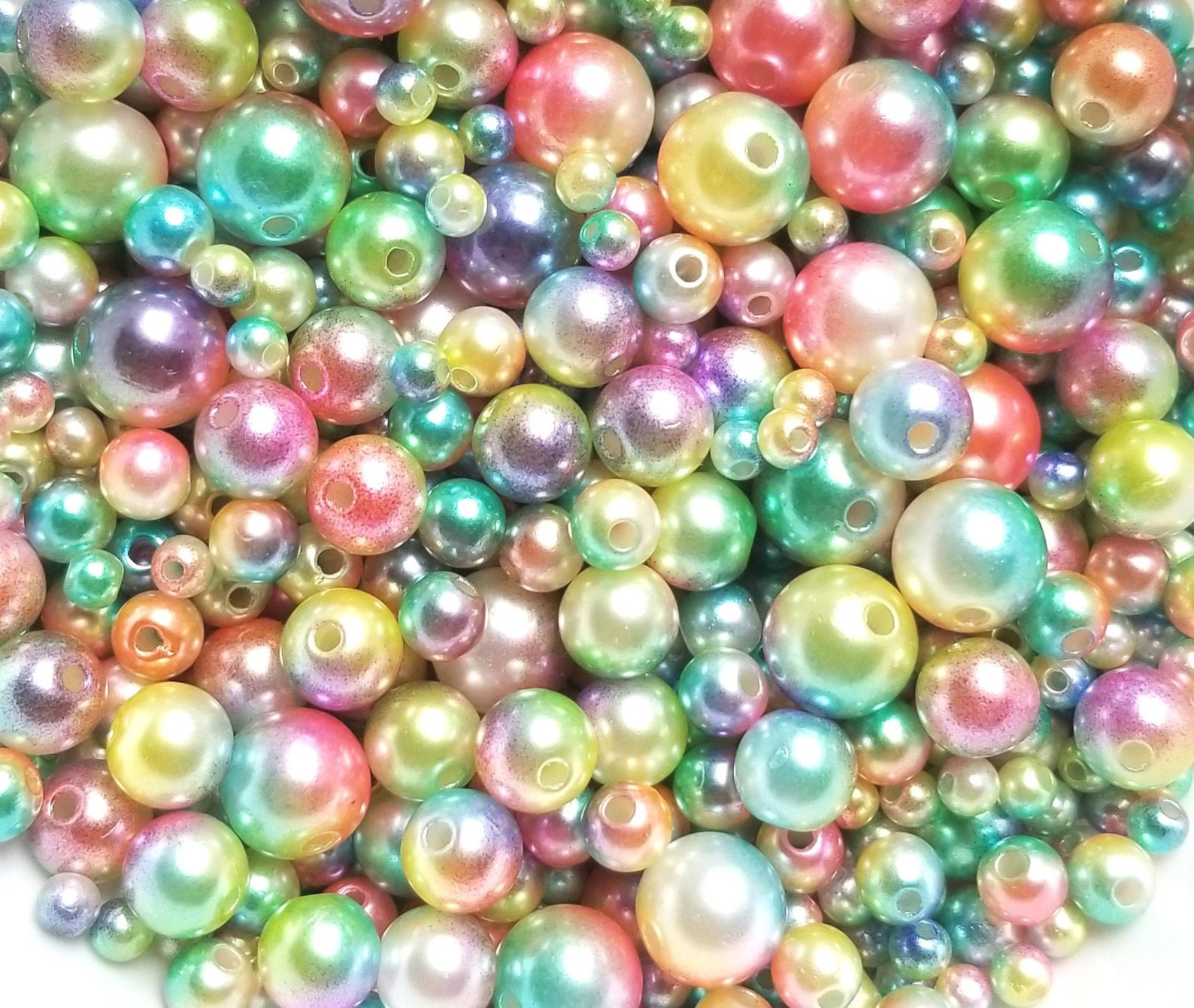 30grams Rainbow pearls mixed sizes multi colored ombre jewelry | Etsy