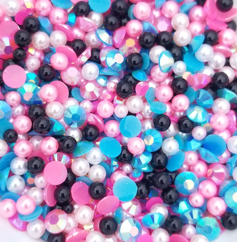 REBEL caviar pearls and rhinestone embellishment mix *Not Edible* ~ Choose Desired Amount